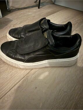 Puma Black Slip-On Sneakers with White Platform